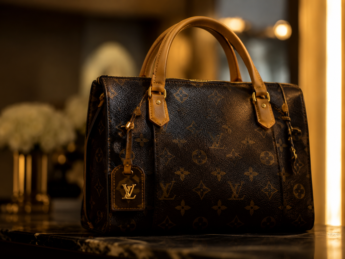 Luxury handbag in a premium retail setting